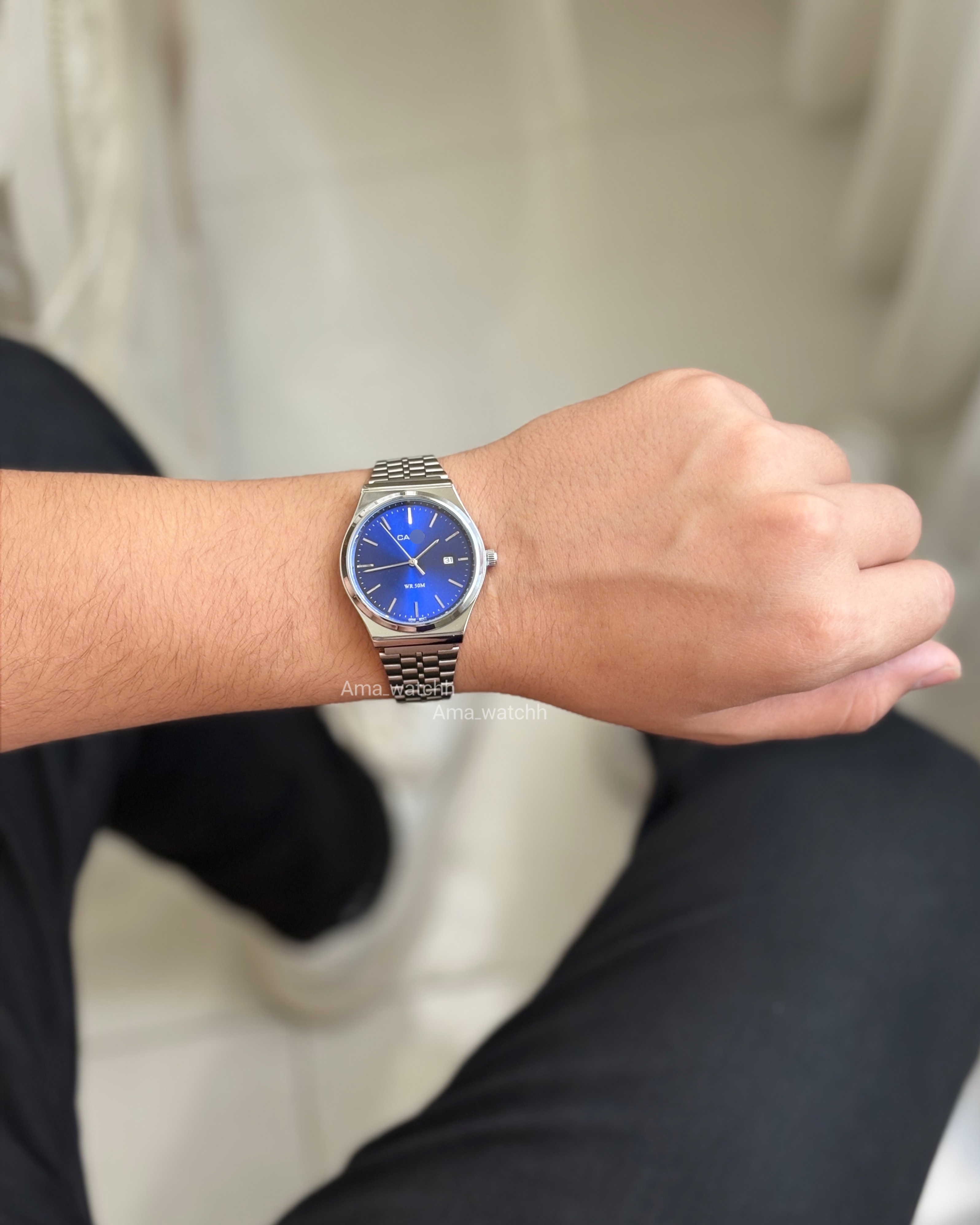 کاسیو آمبر بند سیلور صفحه ابی