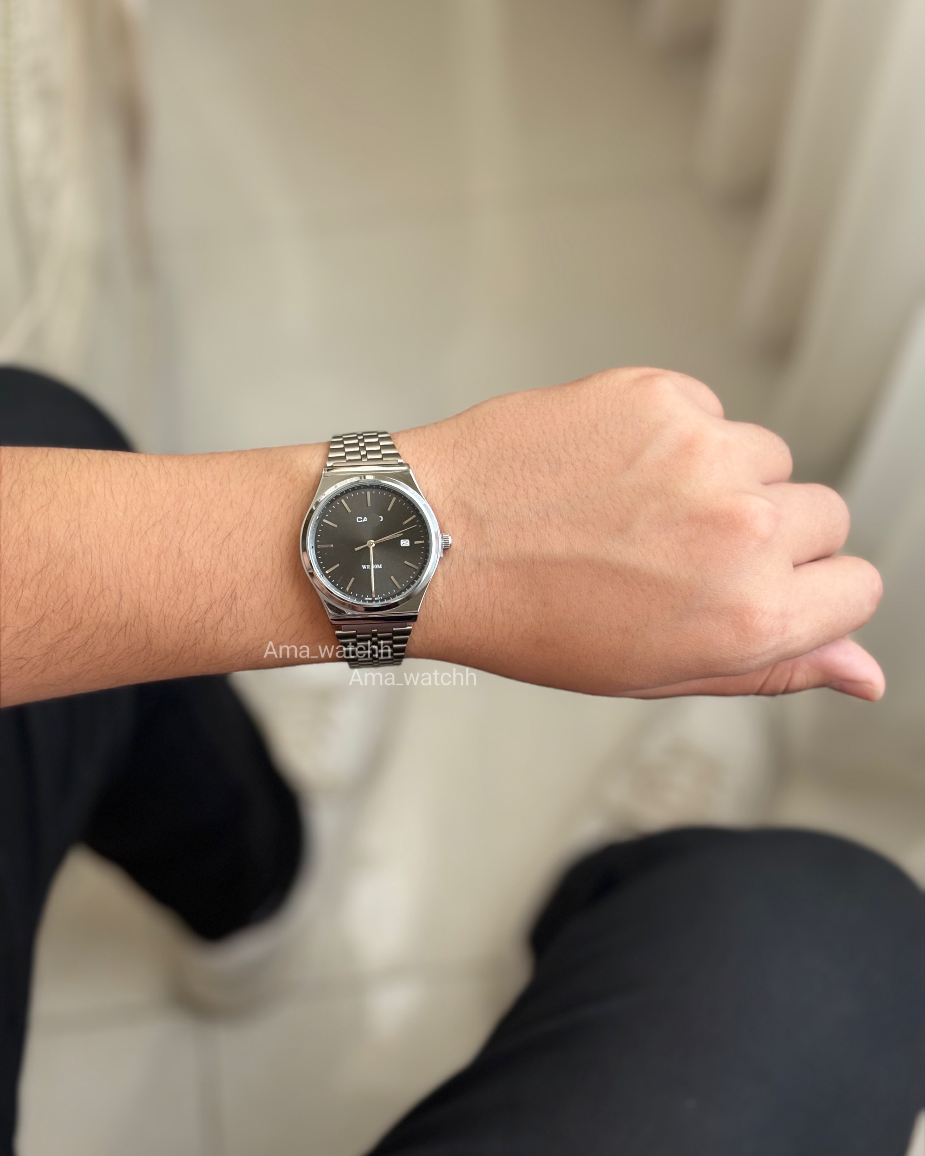 کاسیو آمبر بند سیلور صفحه مشکی