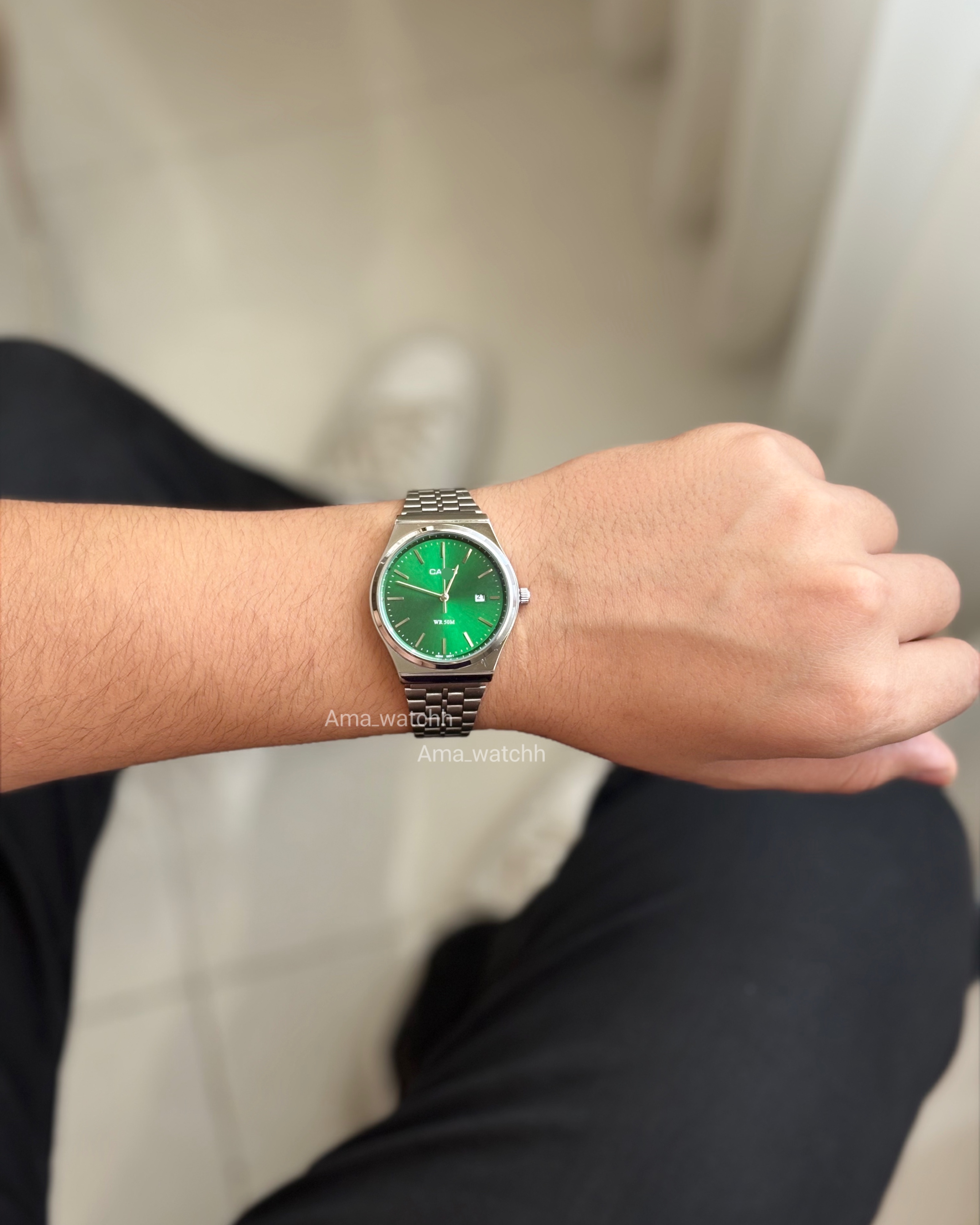 کاسیو آمبر بند سیلور صفحه سبز