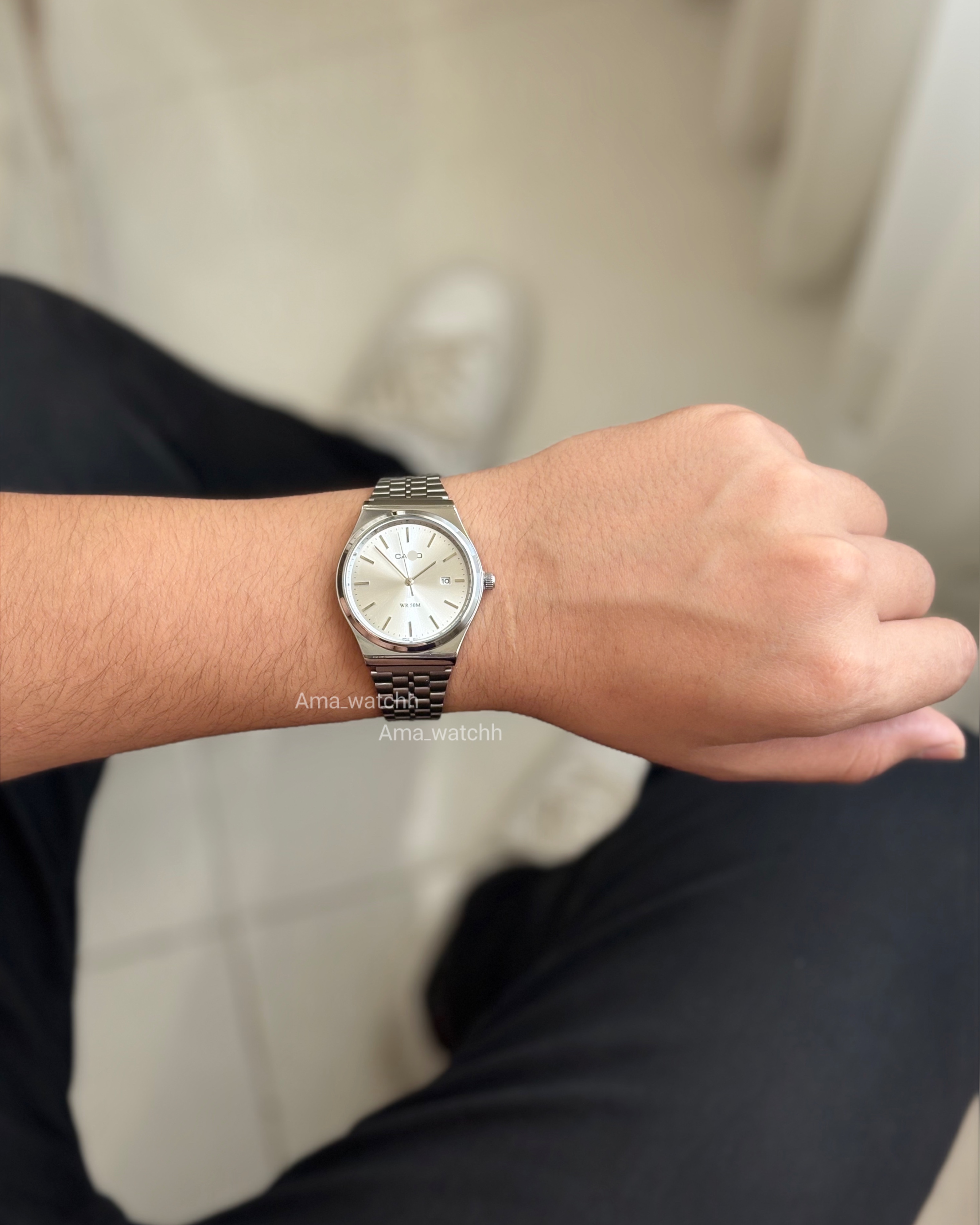 کاسیو آمبر بند سیلور صفحه سفید